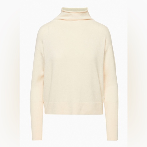 Wilfred Aritzia Cyprie Sweater Cream 100% Merino Wool Mockneck Longsleeve Small - Picture 1 of 9